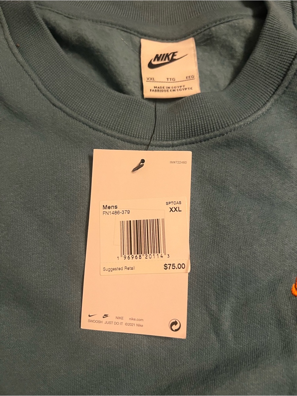 Nike Athletics Teal Crewneck Sweatshirt - Mind Body Game NWT - Picture 4 of 4